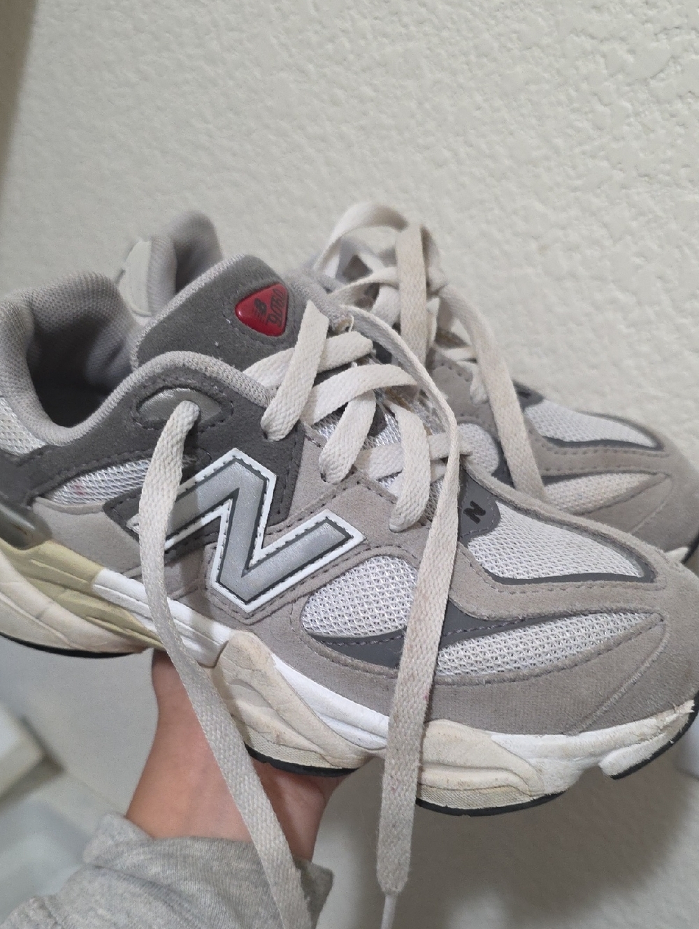 New Balance Gray and White Mesh Suede Runner